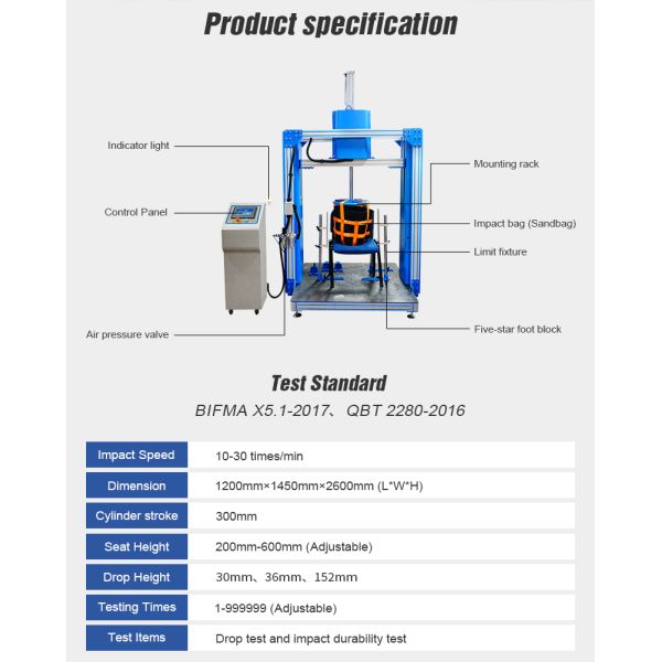 Swivel Durability Testing Equipment Furniture Rotating Chair Machine