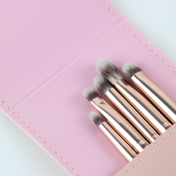 punho de madeira privado de Logo Cruelty Free Classic Pink do grupo de escova da sombra 5pcs