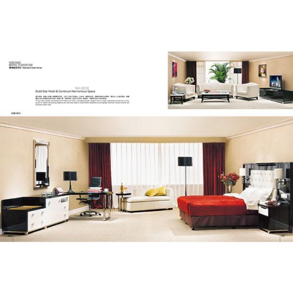 Modern Commercial Hotel Apartment Furniture Sets Plywood Large Size King Bed With Floating Side Table  For Hotel