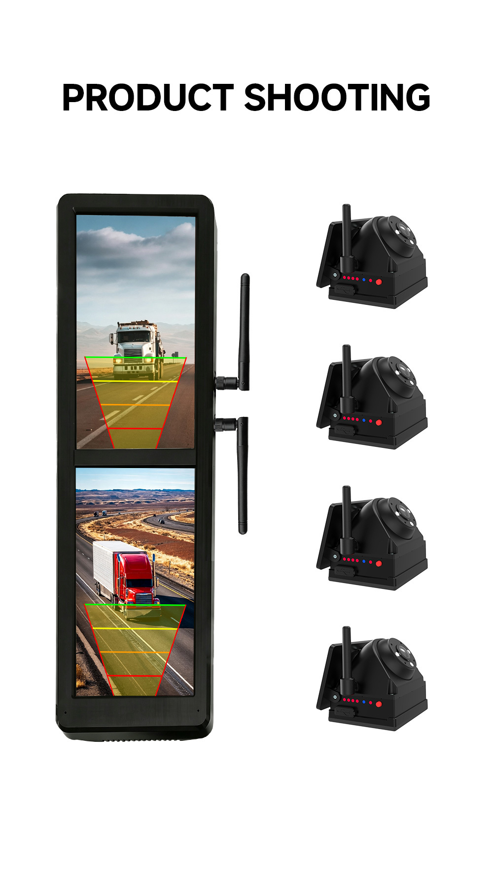 Wireless Electronic Rear View Mirror System 15.88 Inch Split Screen BSD Camera Monitor for Truck RV Special Vehicle