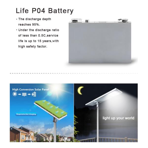 6500K All In One Solar LED Street Light 50 W 100 W 150 W 200 W IP65 Outdoor