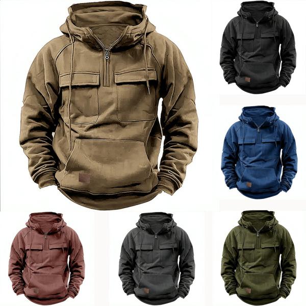 Solid Color Men's Pullover Hoodie Casual Sweatshirt Coat for Autumn and Winter R