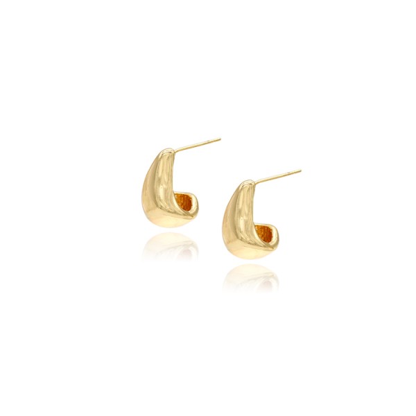 Fashion Minimalist Design With 14K Gold Plated Spoon Shaped Studs and Smooth Surface Customization for Women's Jewelry Earrings