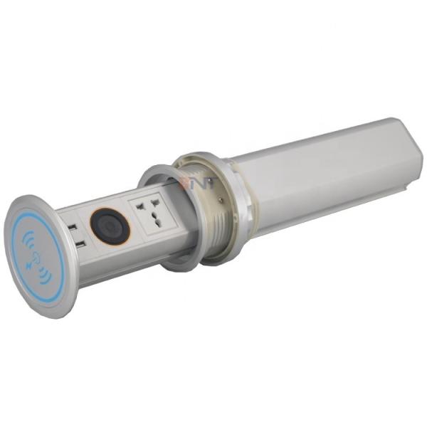 Aluminum alloy waterproof motorized pop up socket with speaker for kitchen