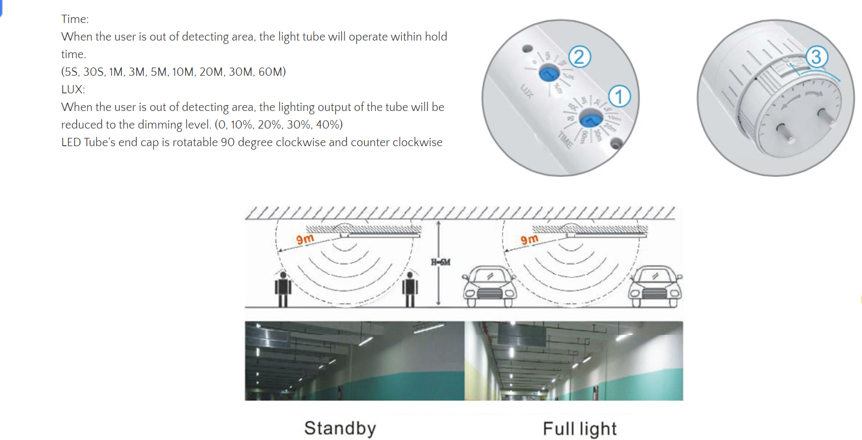 Motion Sensor LED Tube Light 900mm 15W Adjustable Radar Sensor for Corridor