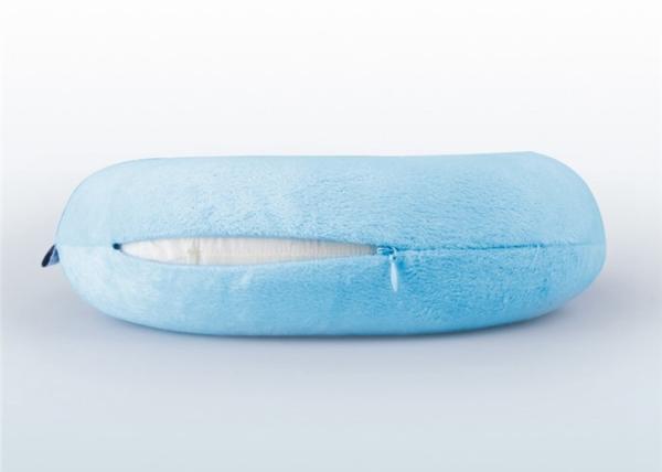 Neck Rest Travel Pillow Relaxation Nap Cushion With Luxury Blue Plush Velour Cover