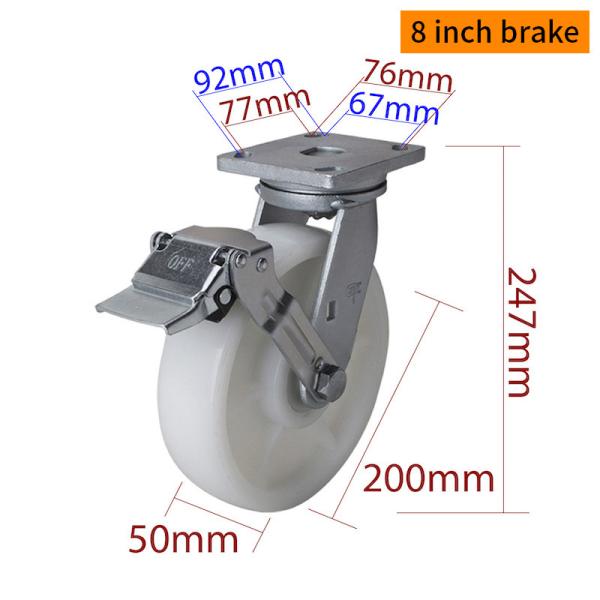 8 Inch Heavy Duty Casters  900kg Load 200mm Swivel Castors  788-26