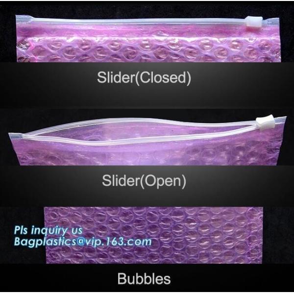 PE zipper bubble ziplock bag with custom printed logo, Bubble Bag With Slider, Padded Pink Ziper Lock PE Bag, slider zip