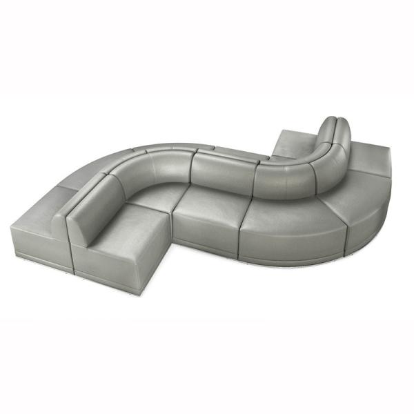 Sala de estar Sofa Grey do clube de 4 Seater em forma de u   Restaurante cinzento do estilo do vintage da forma do arco de S