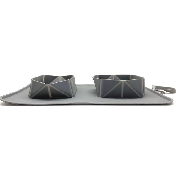 Collapsible Silicone Travel Outdoor Pet Portable Double Travel Water And Food Bowl