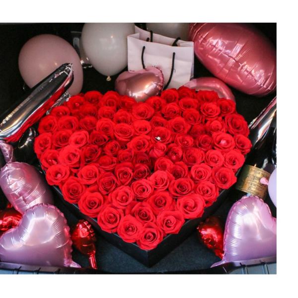 Rigid Paperboard Gift Boxes Matt Black Rose Packaging Florist Bouquet Box