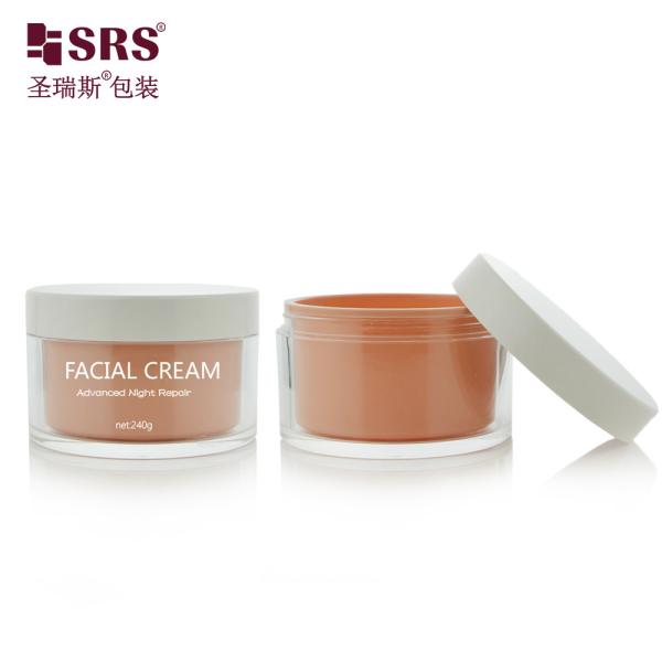 Luxury Colored Replaceable Acrylic Double Wall Frosted Printed Logo Cream Customized Plastic Jars