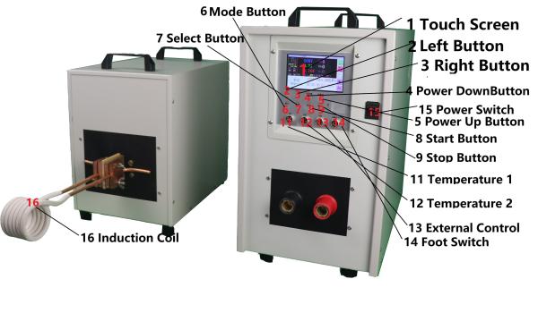 Máquina de aquecimento por indução industrial digital 60KW 50KHZ aquecedor por indução derretendo metal