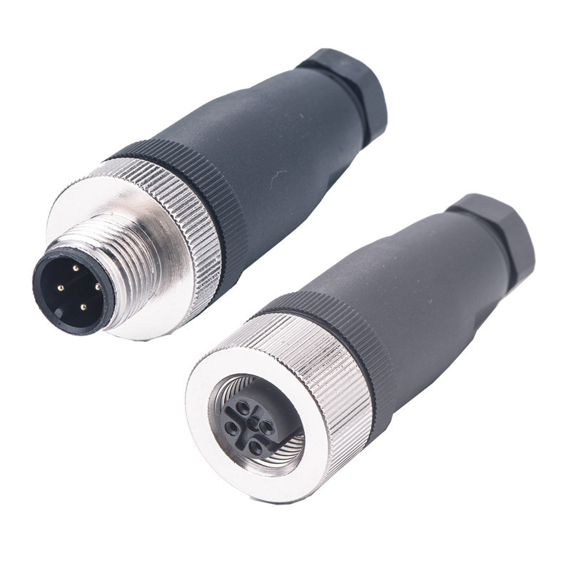 M12 Circular Waterproof Cable Connector IP68 2A 4 5 8 Pin Male Female Straight Plug