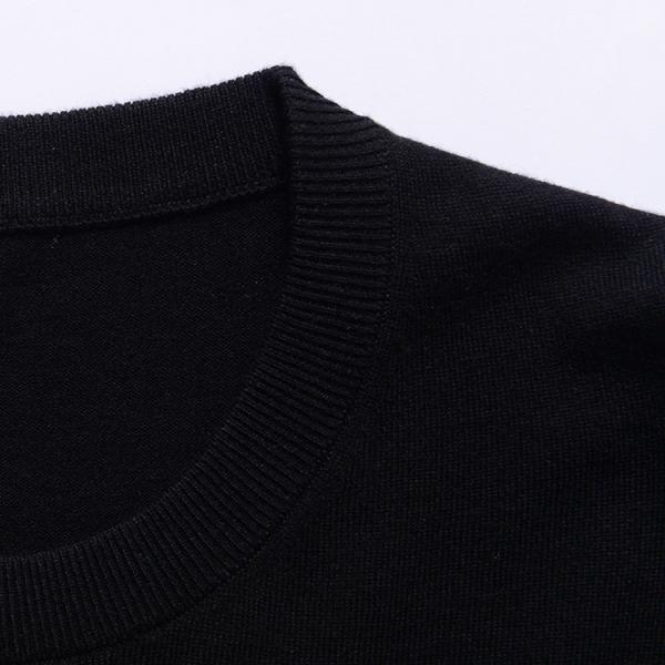Black Knitted Mens Crew Neck Jumper , Men Pullover Sweater OEM Service