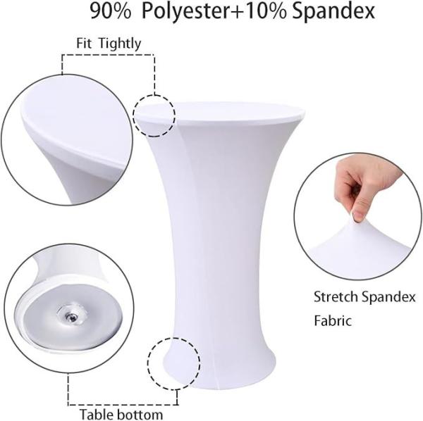 White Spandex Stretch Cocktail Table Covers 4pc 32x43 inch Round