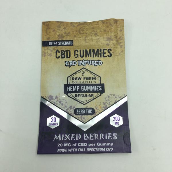 Custom printed 1g 3.5g recycle smell proof zipper gummy bear CBD small stand up edible 3.5g mylar weed bag