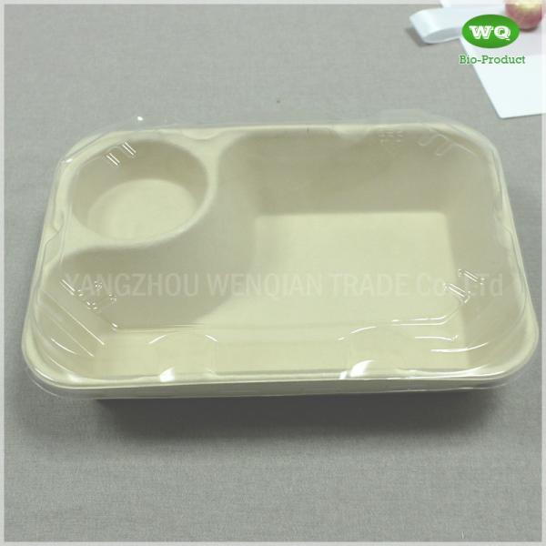 Biodegradable Unbleached 850ml Meal Box With Sauce Cup,Tree Free Sugarcane Bagasse Meal Prep Take Out Container In Bulk