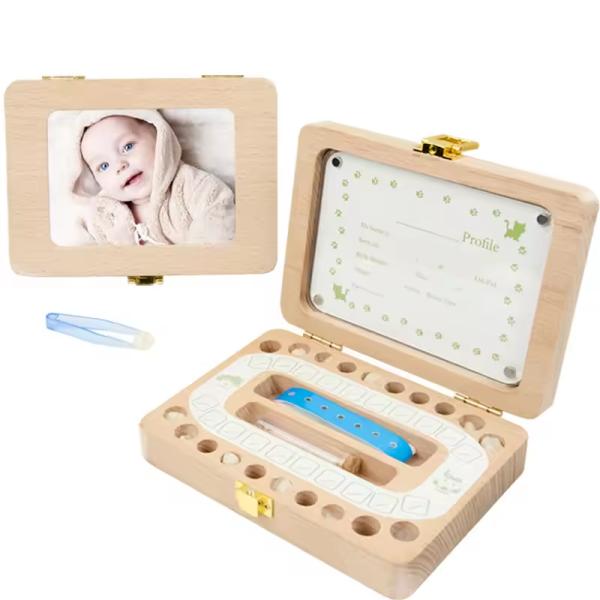 Caja de Dientes de Bebé de madera Cuadro de Regalo para Bebés recién nacidos
