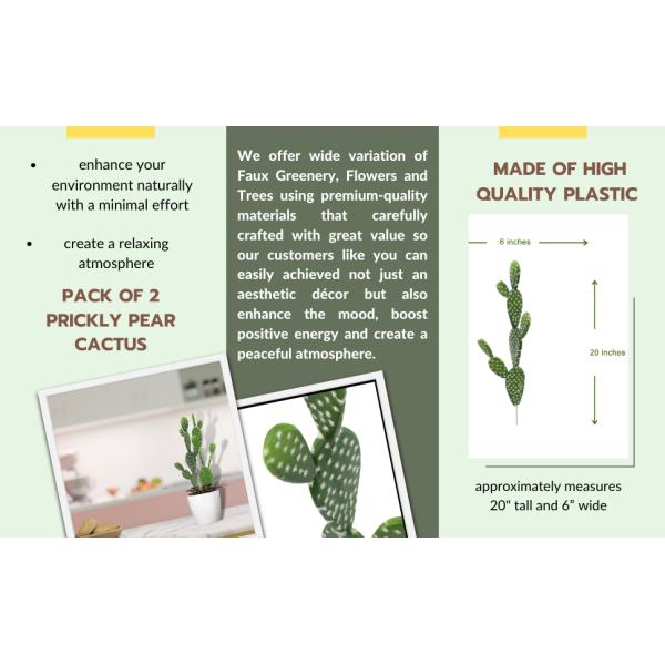 Pear Cactus Artificial Cactus Fake Big Cacti Pick Tall Faux Bunny Ear Plants for Home Garden Office Store Decor