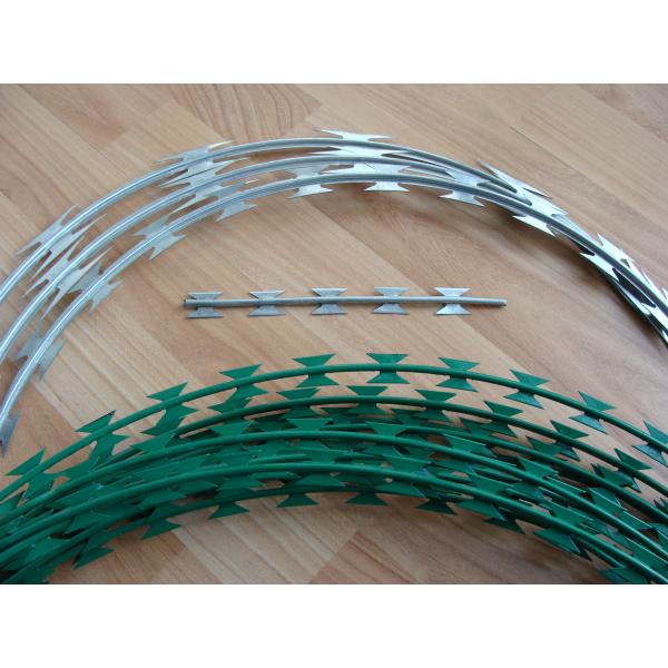 BTO-22 BTO-28 hot dipped galvanized razor barbed wire green gray PE coating razor barbed wire