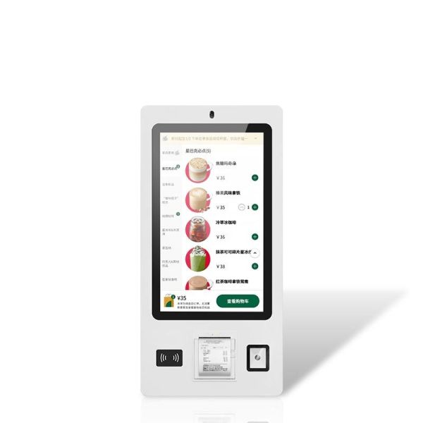 21.5 Inch Wall-Mounted Self-Service Kiosk Restaurant Order Payment System Built-In Printer Touch Screen Technology SDK