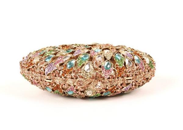 Full Crystal Glitter Clutch Bag , Bronze Clutch Bag For Dinner Party