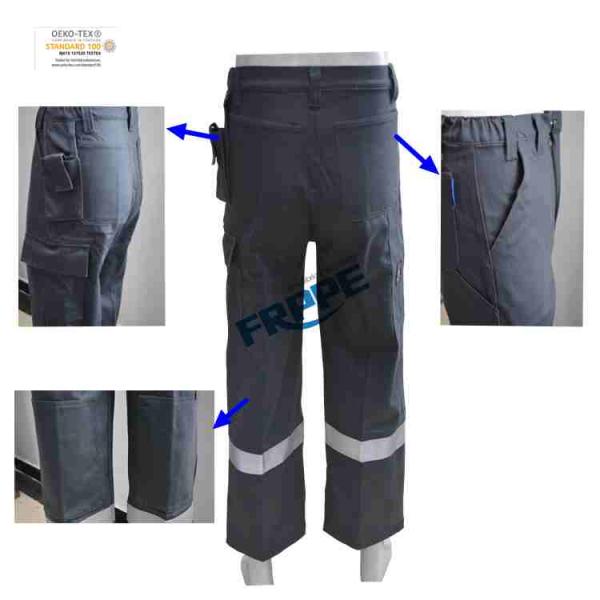 EN11611 310gsm Fire Resistant Pants FR Cotton Pants With Reflective Tapes