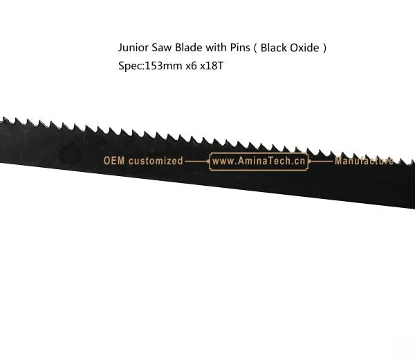 Junior Saw Blade with Pins (Black Oxide) Spec:153mmx6x18T Cutting wood,Plastic,Low-hardness metal