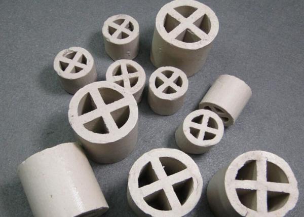 High Purity Ceramic Random Packing 13% ~23% Alumina Content For Industrial , Cross-Partition Ring