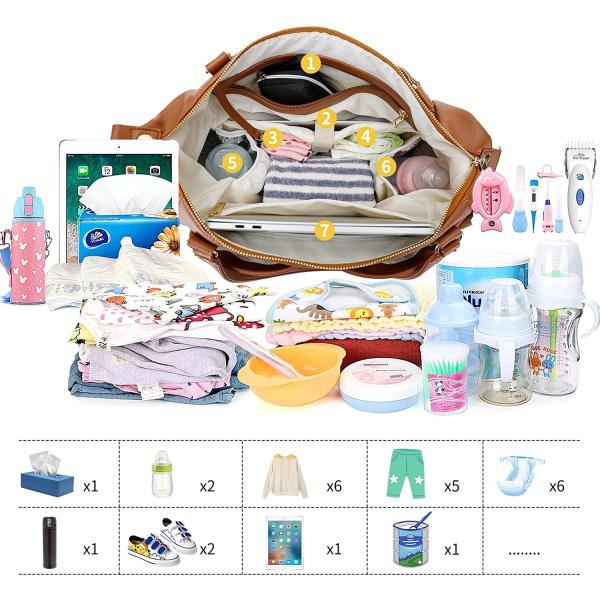 Papa maman sac à dos de couche sac à dos en cuir sac à dos de changement 16,5 x 7 x 13,5 