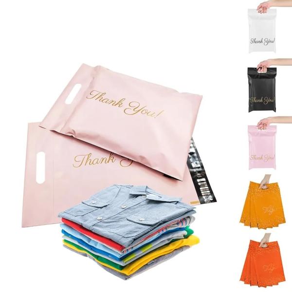 Pink Packaging Supplies Poly Mailers With Handle Large Thank You Bag Poly Mailer Clothing Courier Packages 10x13 Polymailers