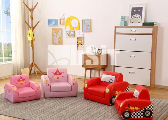 Cartoon Car Design Toddler Flip Open Sofa For Living Room And Kindergarten