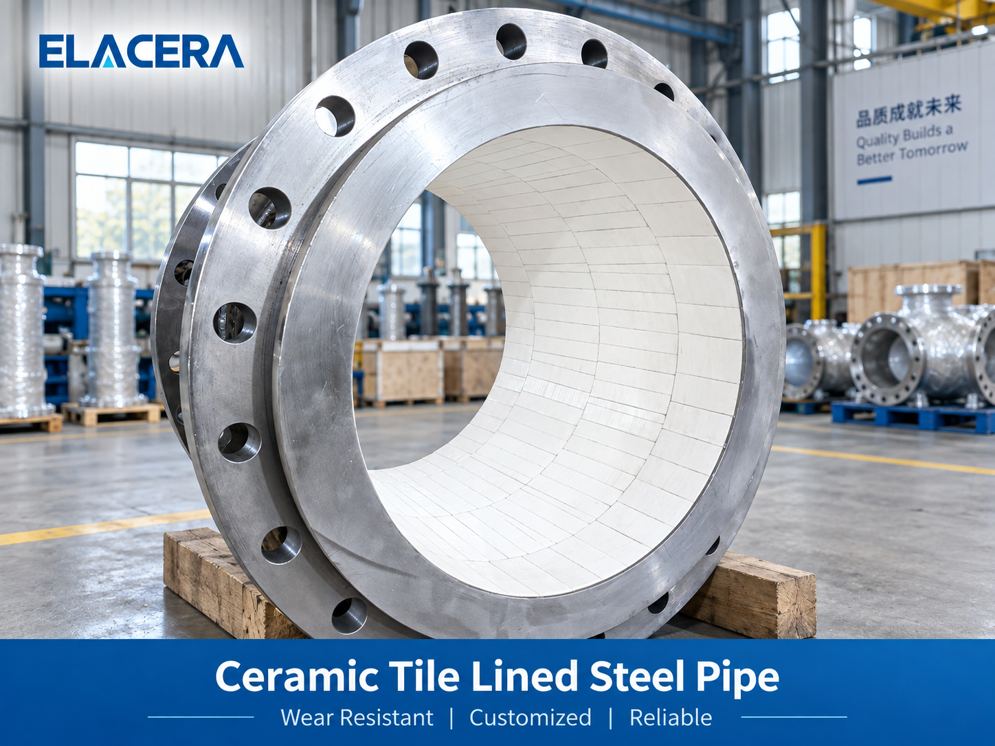 Wear Resistant Ceramic Tile Lined Steel Pipe for Abrasive Material Conveying