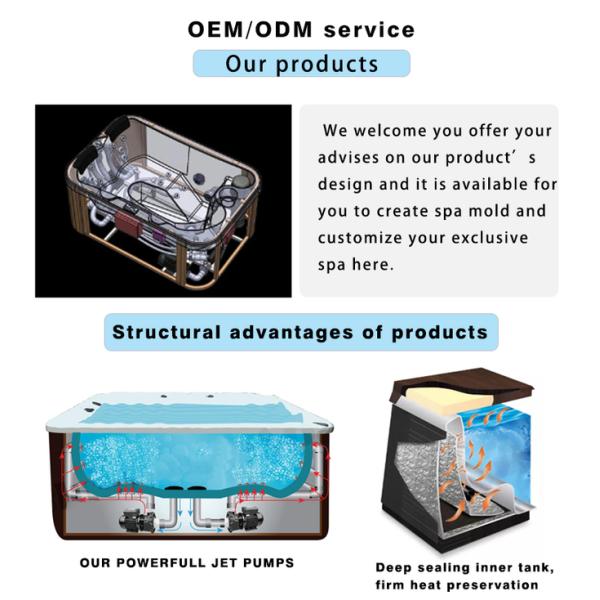 Grande baignoire extérieure acrylique de luxe de tourbillons de baquets chauds de station thermale pour 6-7 personnes