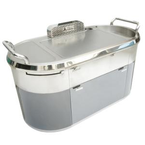 GREENARK TO14 Stainless Steel Mobile Teppanyaki Grill Table 8KW