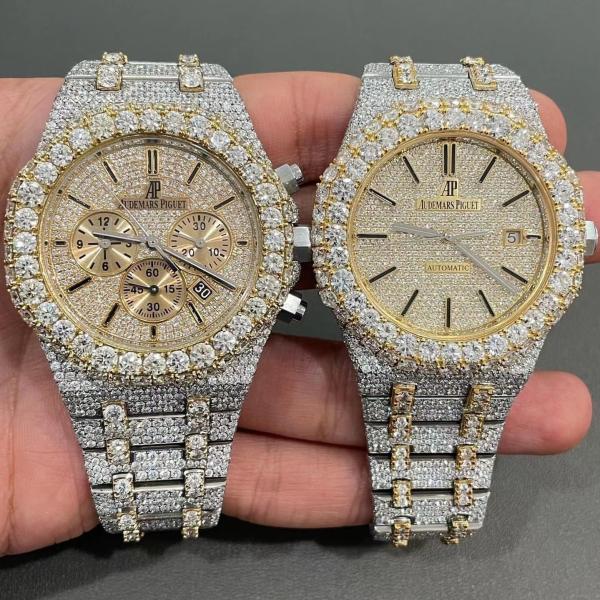 Stainelss Moissanite feito sob encomenda de aço olha o carvalho real de Moissanite Audemars Piguet