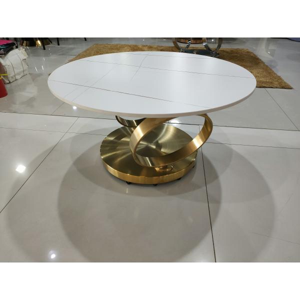 80cm 55cm Rotating Stainless Steel Marble Coffee Table