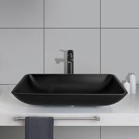 Évier acide de navire de verre trempé de rond de Matt Bathroom Wash Basins Black