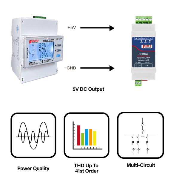 High Accuracy Class 1.0 EM4374 Multifunction Energy Meter for Multi Circuit Monitoring