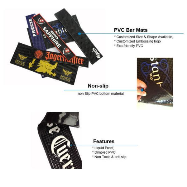 Professional Custom Soft PVC Bar Mat Beer Rectangular Bar Mat Spill Mat Rail Drip Mat
