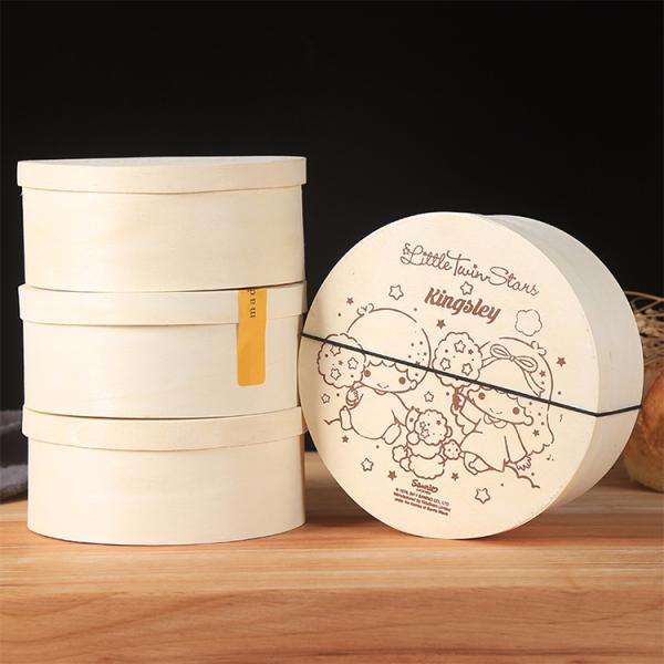 Custom Logo Poplar Bark or Custom Round Wood Veneer Fruits Container for Eco-friendly