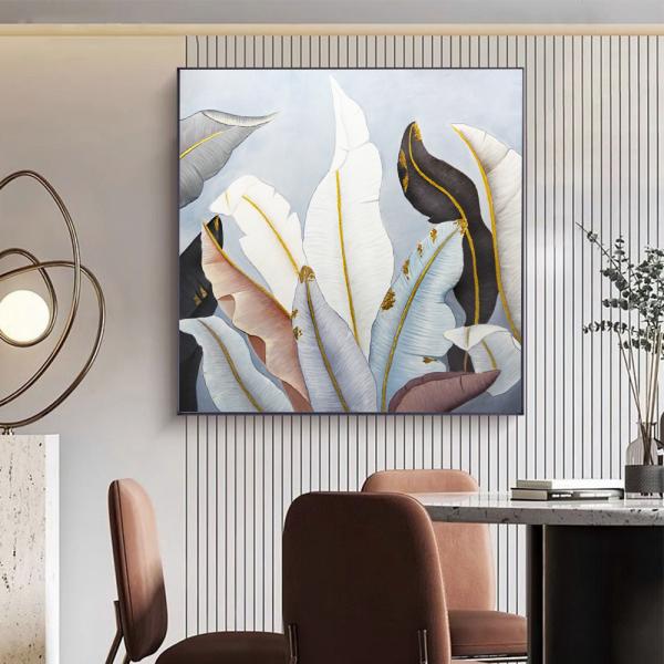 Modern Style Hand Painted Oil Painting Abstract Flower Textured Canvas Painting Framed