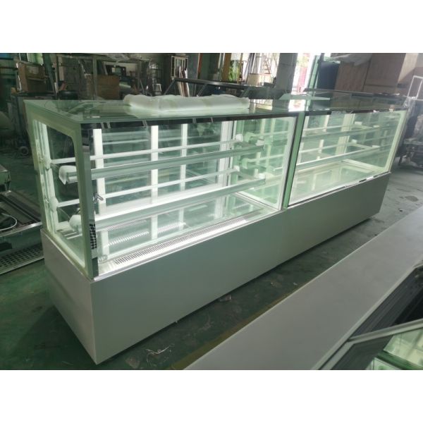 Square Glass Refrigerated Bakery Showcase Double Layer Bread Fridge