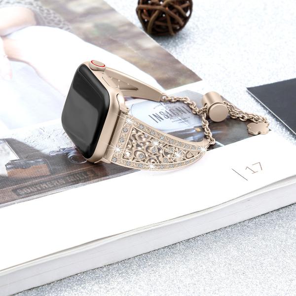 Adjustable Length Smart Watch Band Strap Crystal Metal Stainless Steel Material