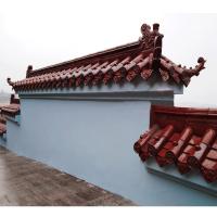 Tuiles résistantes faites sur commande de Frost Rose Red Glazed Ceramic Roof 220mm
