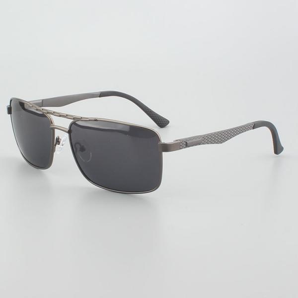 Double Bridges Polarized Square Metal Frame Sunglasses
