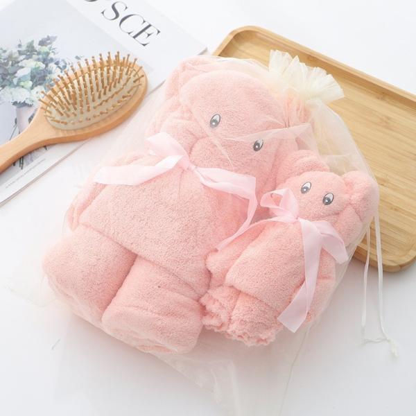 Como mostrado Luxo Toalha de Urso Banho toalha densidade coral veludo conjunto absorvente doce presente macio