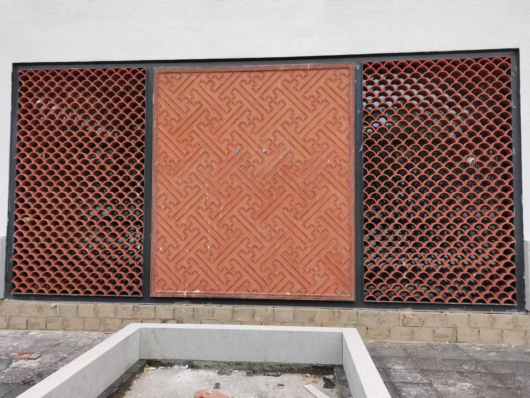 Curved Terracotta Clay Tiles for Roof & Wall Screen Architectural Fish Scale Lattice Blocks for Exterior Decorative Facades