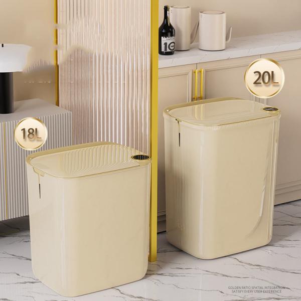Living Room Bedroom IPX5 Waterproof Intelligent Electronic Motion Plastic Trash Can with Power Display